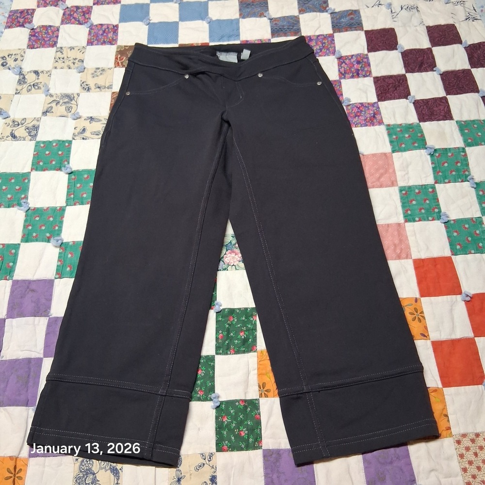 Athleta Straight Cropped Pants Womens Size XXS Black Stretch Pull On